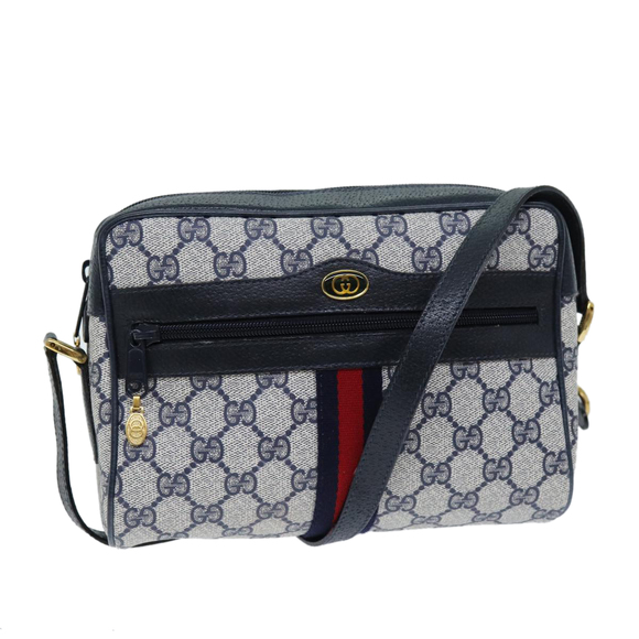 GUCCI GG Supreme Sherry Line Shoulder Bag PVC Navy Red 56 02 004 Auth am6288 - Picture 1 of 16